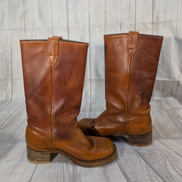Vintage Double H Boots Brown Leather Campus Style Women - Picture 6 of 15